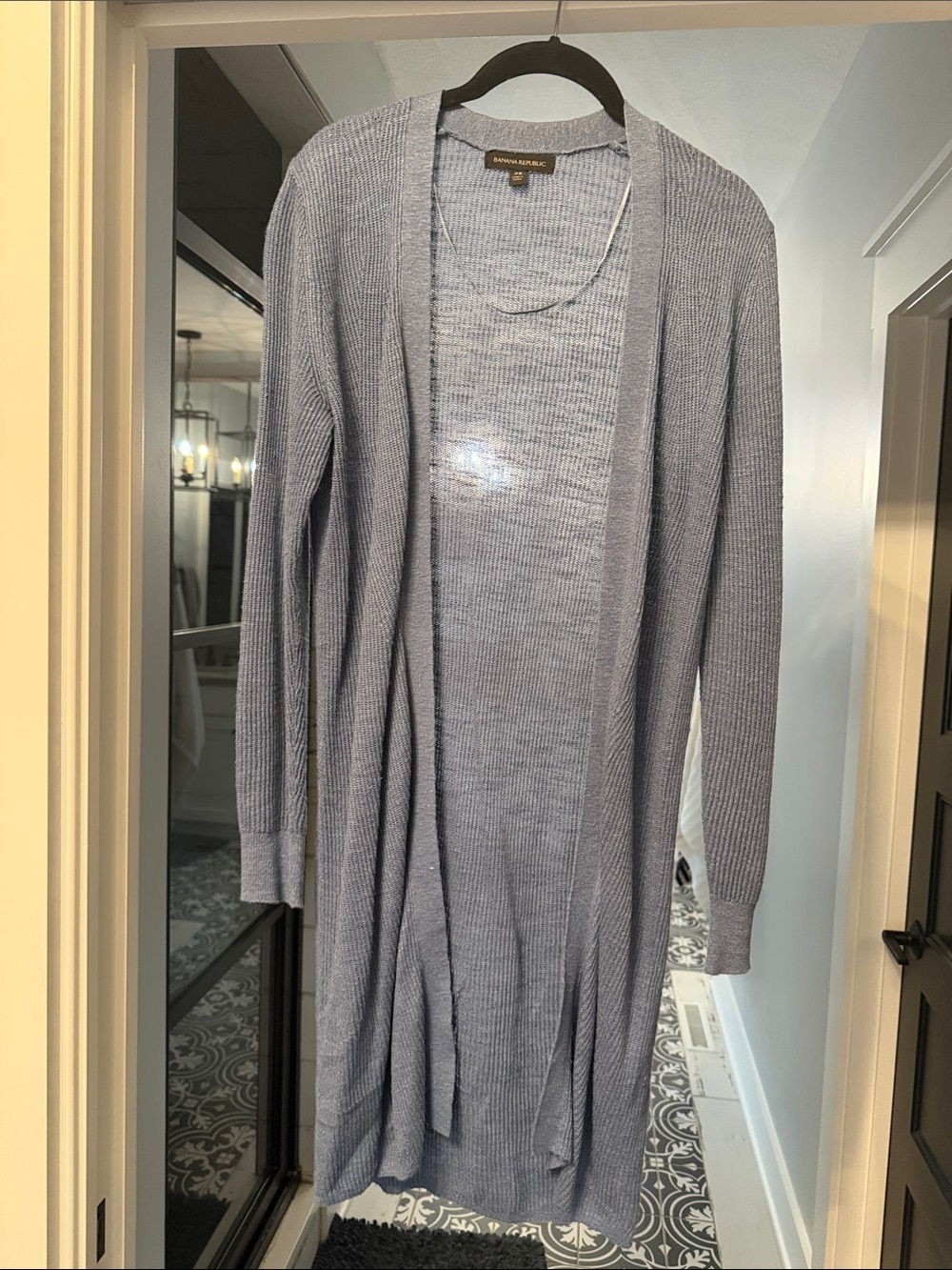 Banana Republic Pale Blue Long Ribbed Open Cardigan